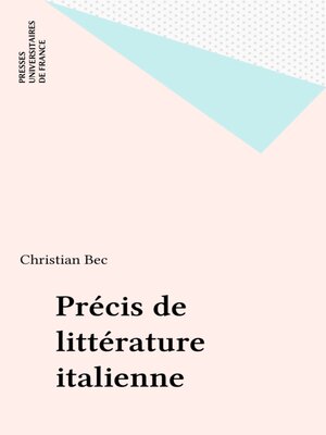 cover image of Précis de littérature italienne